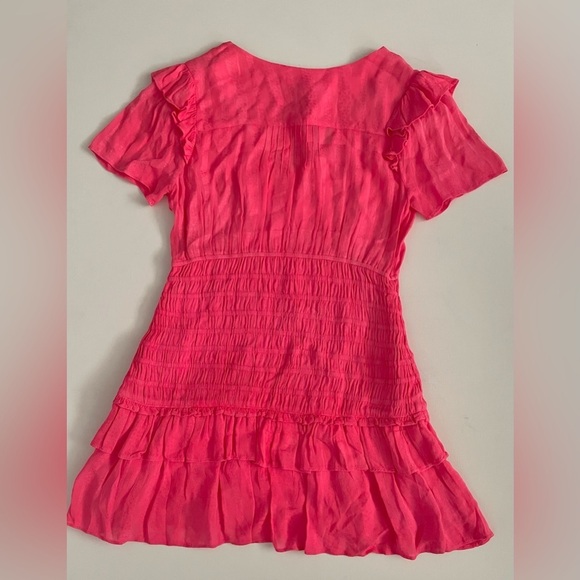 LOVESHACKFANCY Rena Dress Watermelon Ice Pink Magenta Stripe Ruffle smocked L - Picture 5 of 9